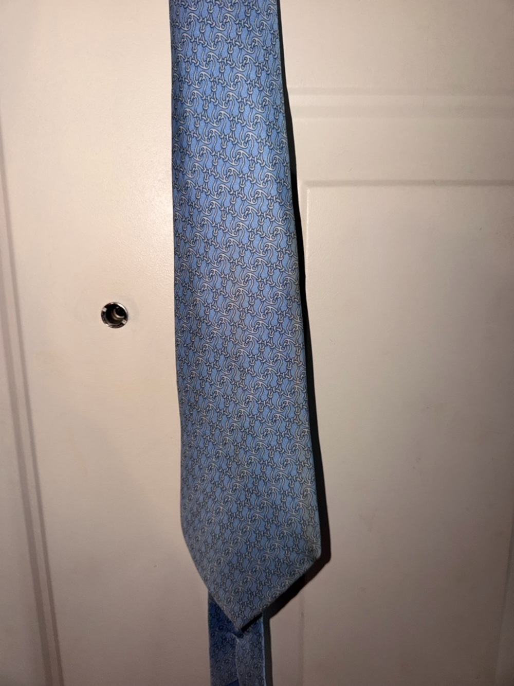 Hermes Grey Silk Tie with Micro Geometric Motif